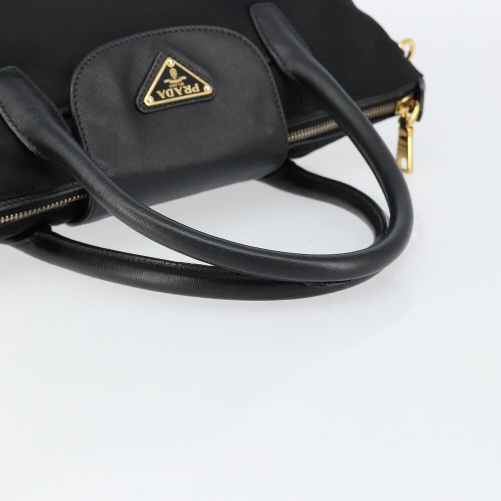 PRADA Hand Bag Nylon Black Gold Auth 148636 - Picture 7 of 16